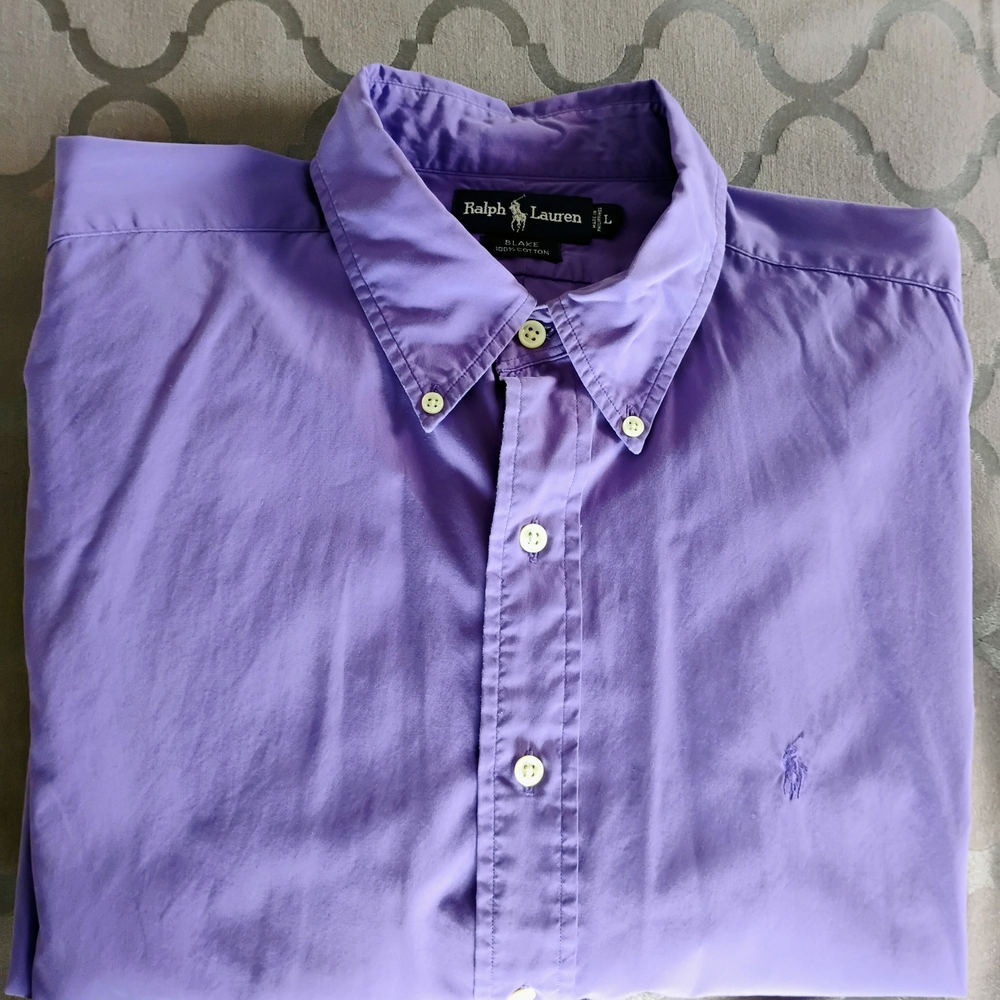 Ralph Lauren Men's Large Purple Lightweight Long Sleeve Button-Down Shirt